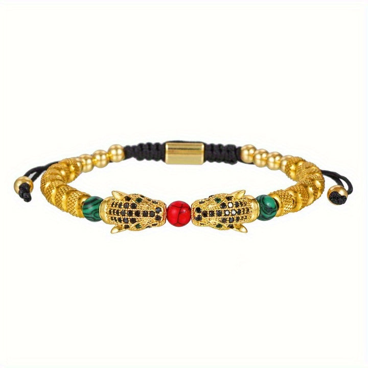 Europe and the United States net red wind woven stainless steel leopard head bracelet adjustable braided bracelet niche design men's bracelets - Total Trends Fusion
