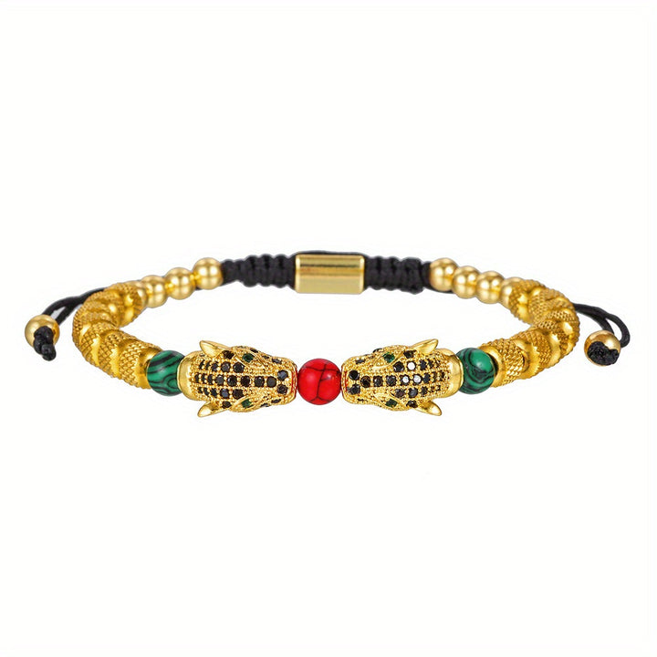 Europe and the United States net red wind woven stainless steel leopard head bracelet adjustable braided bracelet niche design men's bracelets - Total Trends Fusion