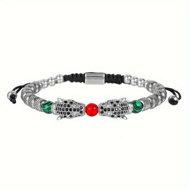 Europe and the United States net red wind woven stainless steel leopard head bracelet adjustable braided bracelet niche design men's bracelets - Total Trends Fusion