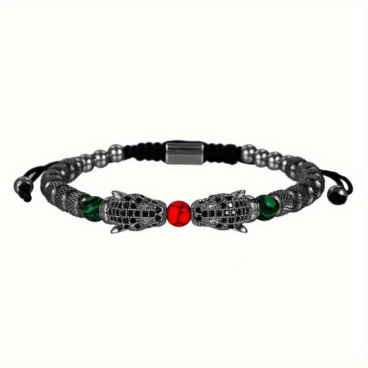 Europe and the United States net red wind woven stainless steel leopard head bracelet adjustable braided bracelet niche design men's bracelets - Total Trends Fusion