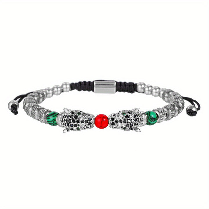 Europe and the United States net red wind woven stainless steel leopard head bracelet adjustable braided bracelet niche design men's bracelets - Total Trends Fusion