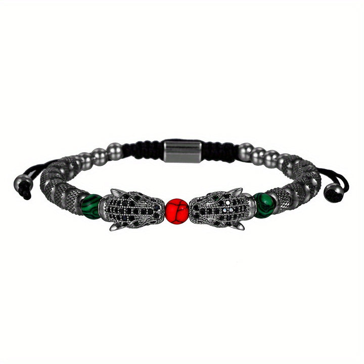 Europe and the United States net red wind woven stainless steel leopard head bracelet adjustable braided bracelet niche design men's bracelets - Total Trends Fusion