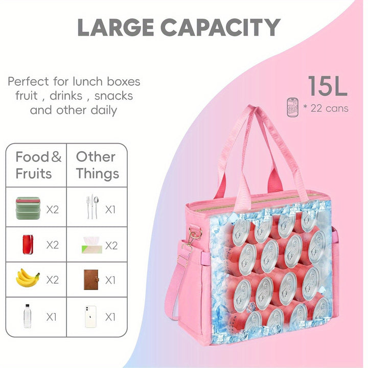 Personalized U Initial Lunch Bag - Large 22 Cans Insulated Lunch Tote with Zipper Pockets, Shoulder Strap, Ideal for Work, Office, College, Picnic, and as a Thoughtful Gift for Women - Total Trends Fusion