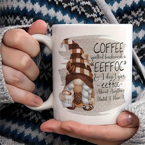 1pc, 3A grade, Gnome Coffee Mug, Pour Spelt Coffee Eeffoc 11oz Ceramic Mug Water Cup, Gift Mug, Decorative Mug, Ideal Birthday and Holiday Gift, Summer Drinkware, Great for Office/ Home Life/ Party Gift