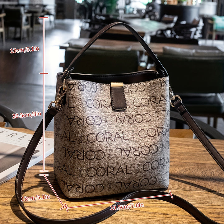 Large capacity bucket bag versatile single shoulder women's crossbody bag casual fashion handbag