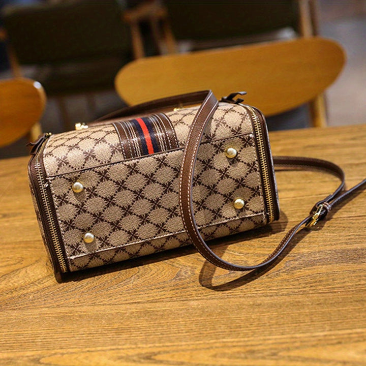 Asge Women's Crossbody Top Woven Handle Print Large Capacity Leather Shoulder Bag - Total Trends Fusion