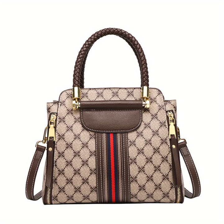 Asge Women's Crossbody Top Woven Handle Print Large Capacity Leather Shoulder Bag - Total Trends Fusion