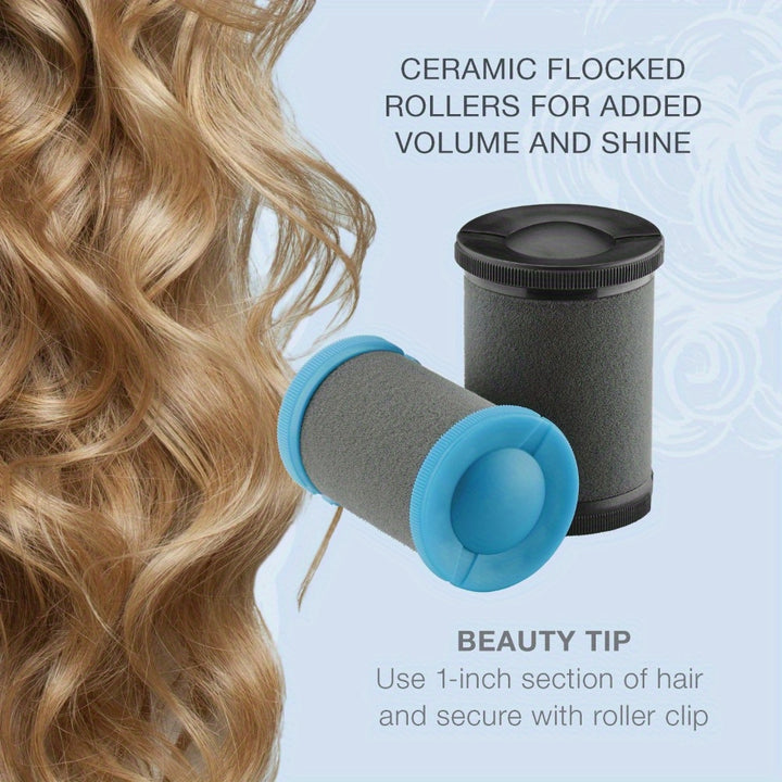 Professional Jumbo and Super Jumbo Ceramic Hot Hair Rollers 12 Piece Set Blue - Total Trends Fusion