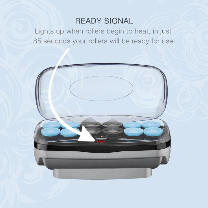 Professional Jumbo and Super Jumbo Ceramic Hot Hair Rollers 12 Piece Set Blue - Total Trends Fusion