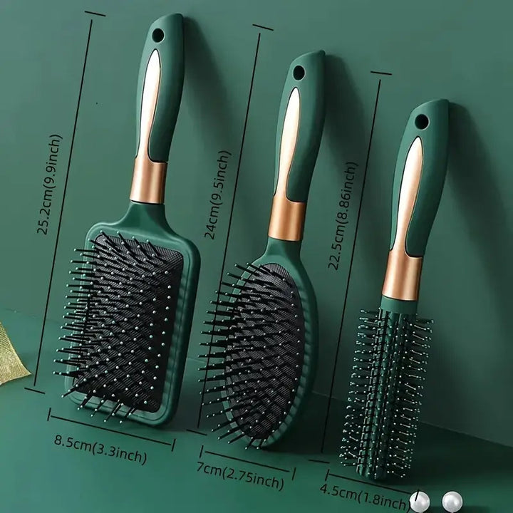 3PCS/ 1PCS Airbag comb massage comb, Hair Brush, Detangling Brush and Hair Comb Set for Men and Women, Great On Wet or Dry Hair, No More Tangle Hairbrush for Long Thick Thin Curly Natural Hair (green3PCS/ 1PCS) - Total Trends Fusion