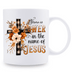 "There Is Power In The Name of JESUS | 11oz Ceramic Mug with Flowers & Crosses"