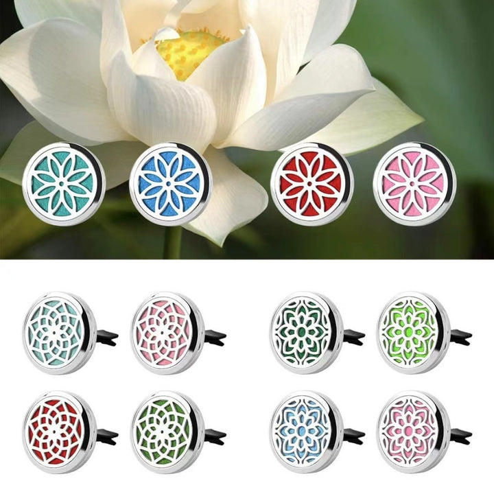 Car Diffuser Vent Clip - 30mm Aromatherapy Essential Oil Car Diffuser Vent Clips with 36 Refill Pads (3 Lotus Vent Clips, Metal) - Total Trends Fusion