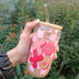 "XOXO 16oz Heart & Plaid Glass Cup | Reusable Valentine's Day Gift"