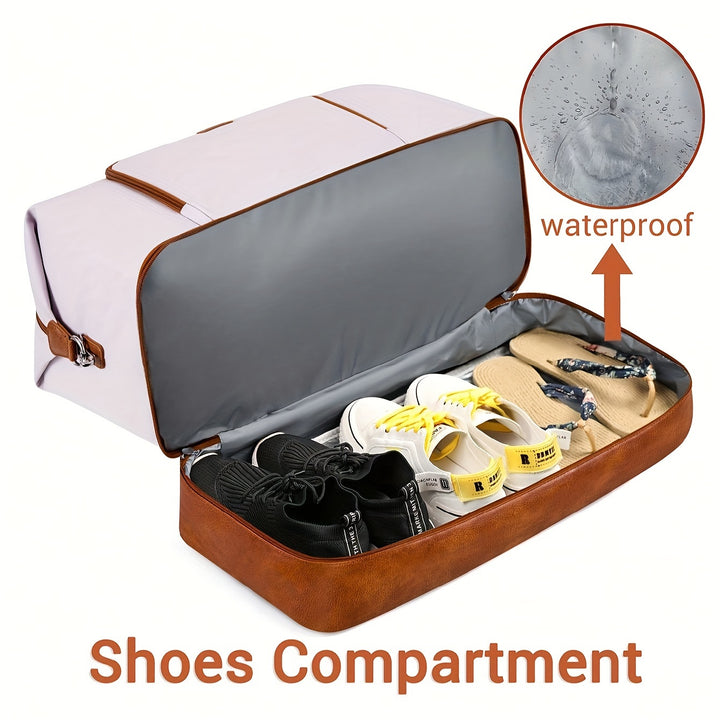 3pcs Travel Weekender Bag for Women, Overnight Bag with Shoe Compartment, Oversized Travel Duffel Bag Carry On Tote with Trolley Sleeve 21" for Weekend Travel Business Trip - Total Trends Fusion
