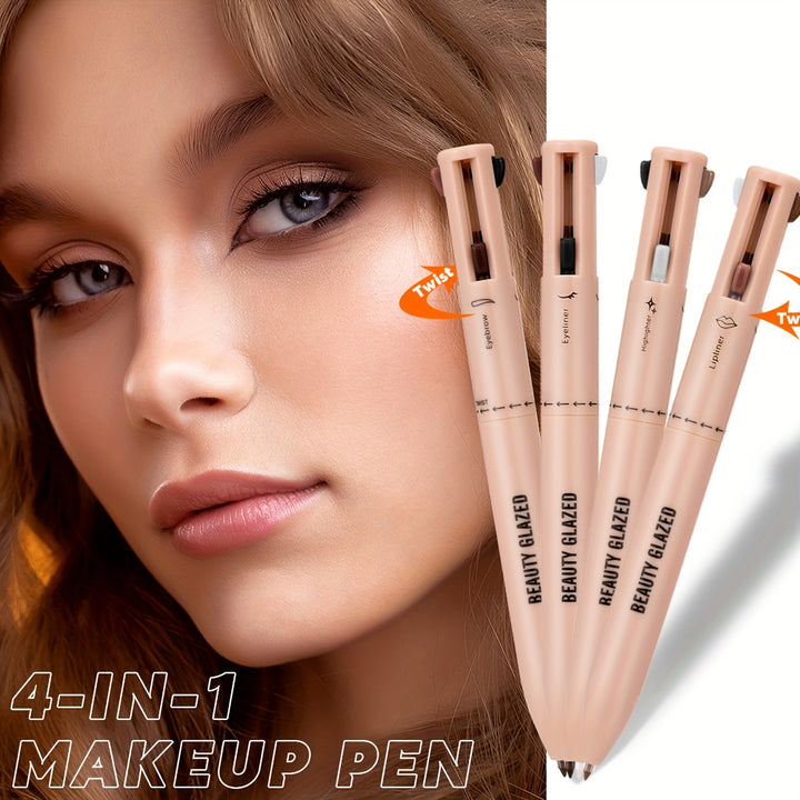 2024 New Makeup Pen, Eyeliner Lip Liner Highlight Eyebrow Pencil, 4-in-1 Daily Makeup, Versatile And Convenient, Matte Pearlescent Cosmetic Pen - Total Trends Fusion