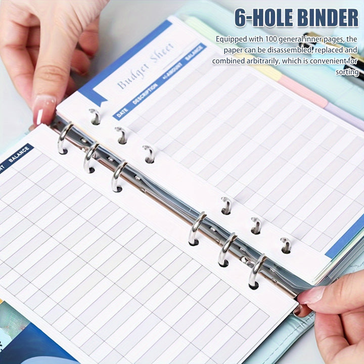 Multifunctional A6 Budget Binder with 12 Clear Zip Pockets and 12 Budget Sheets PU Cash Envelopes Portable Envelopes Organizer for Budgeting and Money Saving - Total Trends Fusion