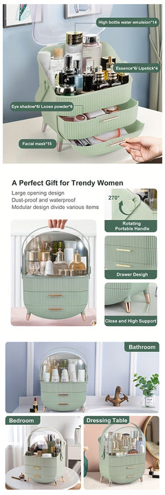 Make up Organizers and Storage, Makeup Organizer for Vanity, Cosmetics Skincare Organizers with Lid and Drawers, Cosmetic Display Cases for Countertop, Bathroom, Ideal Gifts for Women (Pink) - Total Trends Fusion