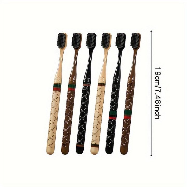 6-Piece Luxury Toothbrush Set in Elegant Box - Deep Clean Oral Hygiene for Adults - Soft Bristles for Gentle Teeth Care - Total Trends Fusion