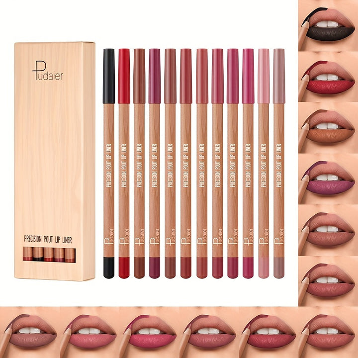 12pcs Matte Nude Lip Liner Pencil Set - Smooth, Easy to Apply, Long Lasting, Waterproof, Lip Outline Makeup Pen with Precise Tip - Total Trends Fusion