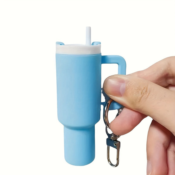 Chic Cartoon-Themed Mini Cup Keychain - Pvc, Climbing Clip Design For Women & Men - Perfect For Stanley Cups, School Bags & Anniversary Gifts - Total Trends Fusion
