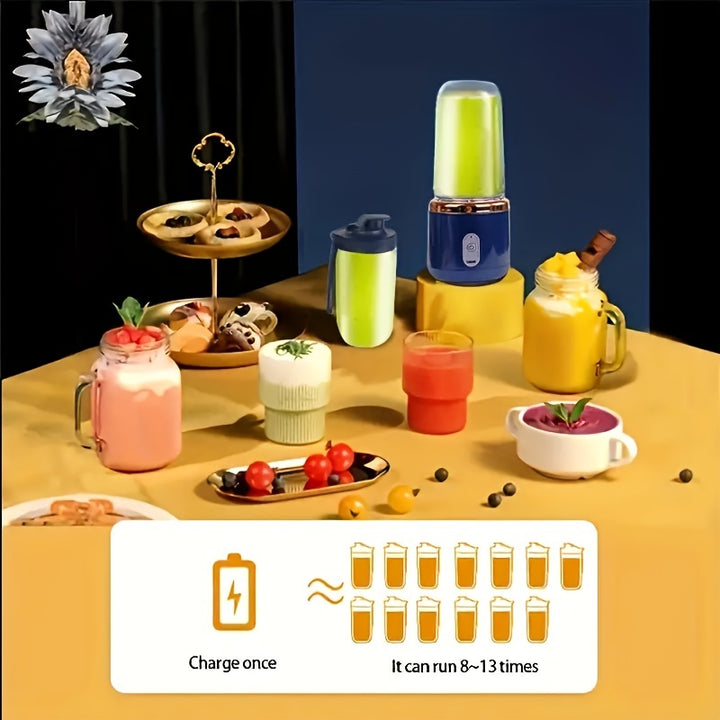 A set of 13.4OZ dual cup portable small rechargeable juice cups for home customization and multifunctional juice cups - Total Trends Fusion
