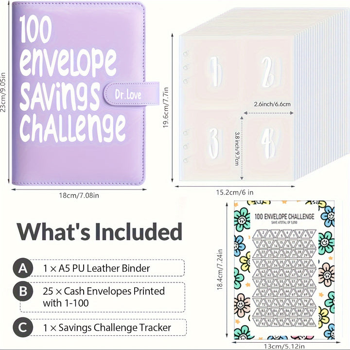 [Upgraded version]1 Piece 100 Envelope Saving Challenge Binder, Budget Binder, Money Saving Challenge Book, Notebook, Money Organizer, Budget Planner Book for Budgeting, New Year gift - Total Trends Fusion
