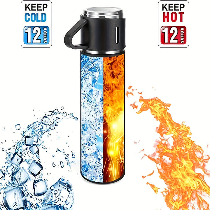 500ml Stainless Steel Insulated Water Cup Set - Premium, Leakproof & Portable Tumbler with 2 Lids for Travel, Outdoor Adventures & Driving - Keeps Drinks Hot or Cold - Total Trends Fusion