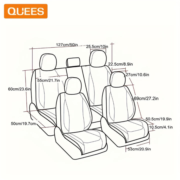 Full Set Seat Covers - Linen Seat Cover Front and Rear Seat Cushion Universal for SUVs and Trucks - Total Trends Fusion