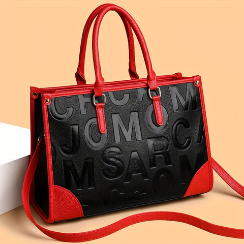 "Trendy Letter Embossed Crossbody Tote Bag | Women's Casual Shoulder Handbag"