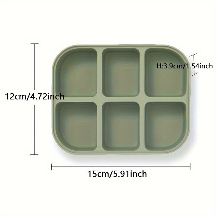 6-Compartment Silicone Food Storage Container With Lid - Bpa Free, Dishwasher Safe, Perfect For Fruits & Vegetables, Ice Cube Tray Included - Total Trends Fusion