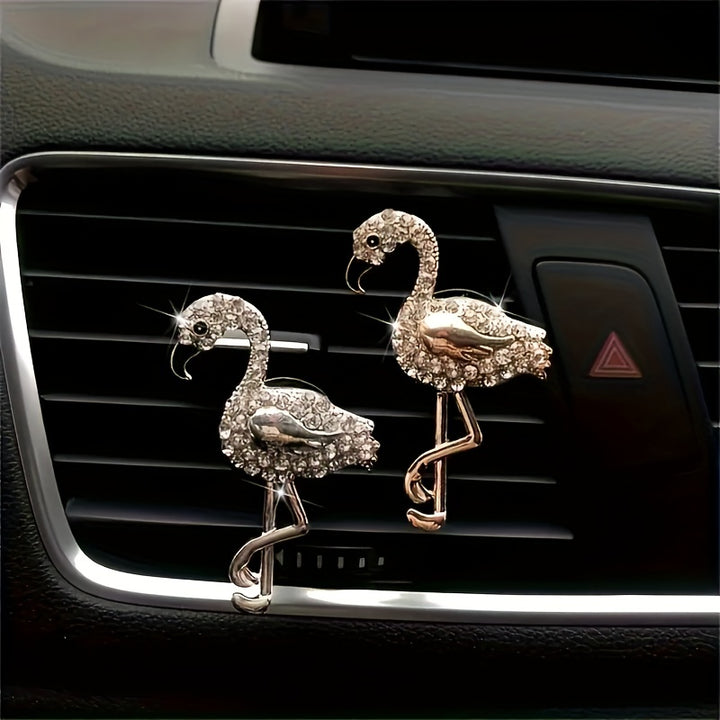 Flamingo Rhinestone Car Air Freshener Clip - Cute Aromatherapy Vent Diffuser For Vehicle Interior Decor Cute Car Air Freshener Car Fragrance Air Freshener - Total Trends Fusion