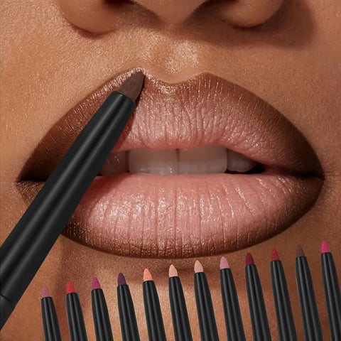 12pcs/Set Multi-functional Lipliner Pencil Long Lasting Waterproof Lip Eye Brow Cosmetic Makeup Colorful Lip Liner Pens