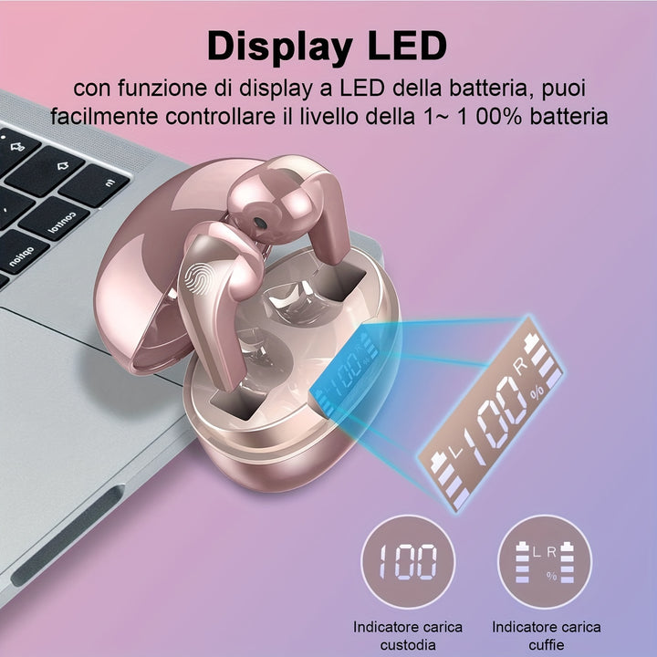 40H Wireless Earbuds with ENC Noise-Cancelling Mic – HiFi Stereo Sound, Touch Control, LED Display, Wireless 5.3 Headphones - Total Trends Fusion