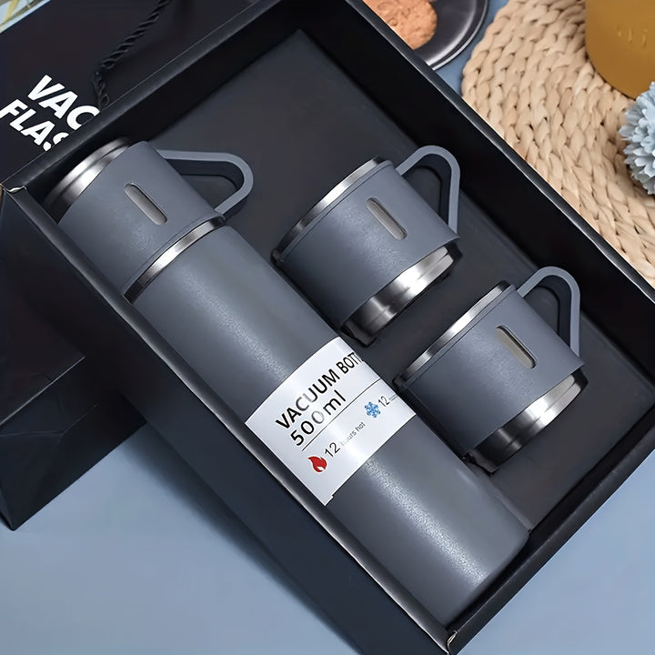 500ml Stainless Steel Insulated Water Cup Set - Premium, Leakproof & Portable Tumbler with 2 Lids for Travel, Outdoor Adventures & Driving - Keeps Drinks Hot or Cold - Total Trends Fusion