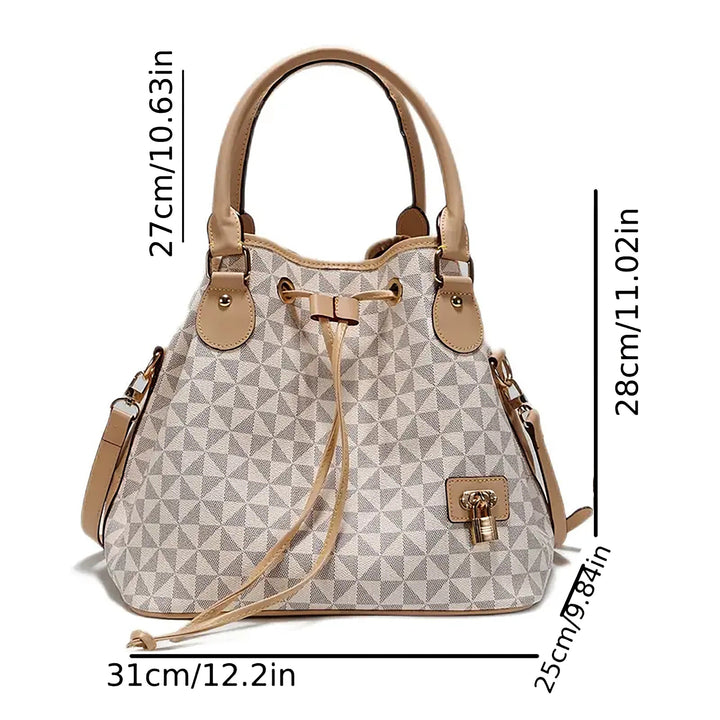 Women's Chic Argyle Pattern Bucket Bag, Drawstring Handbag, Versatile Crossbody Bag & Purse - Total Trends Fusion