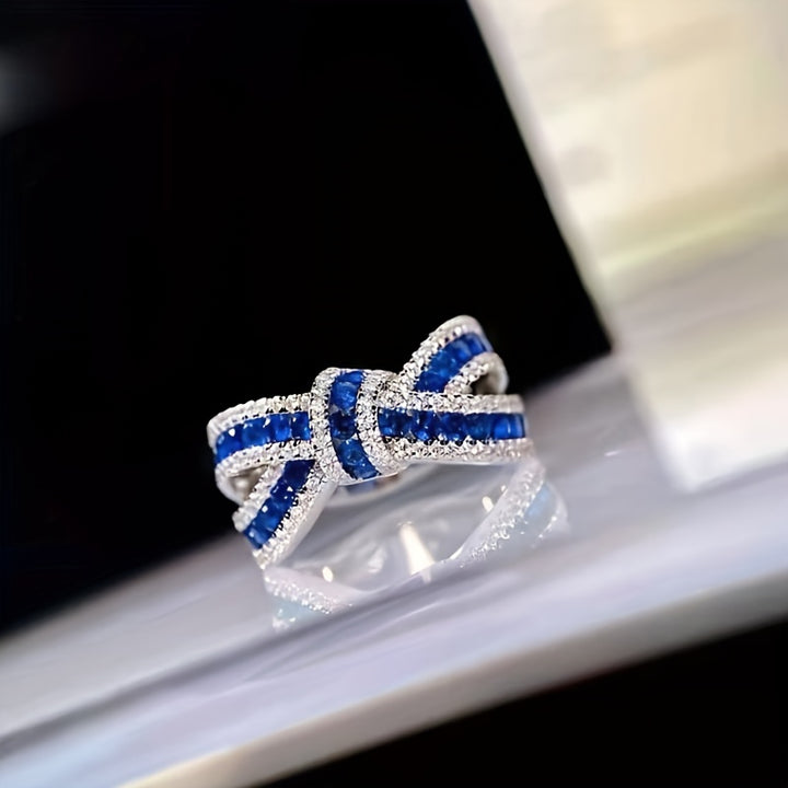 Elegant Silver-Plated Bow Knot Ring with July Gemstone - Chic Gift for Engagement & Party - Total Trends Fusion