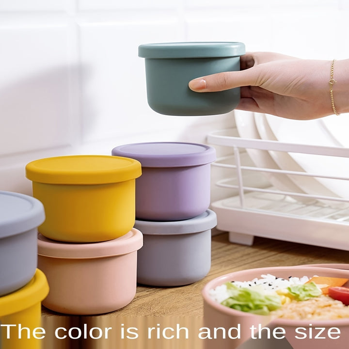 Versatile Silicone Fresh-Keeping Box - BPA-Free, Microwave & Freezer Safe, Perfect for Fruits, Vegetables, and Lunches - Round Kitchen Storage Container with Flip-Top Lid - Total Trends Fusion