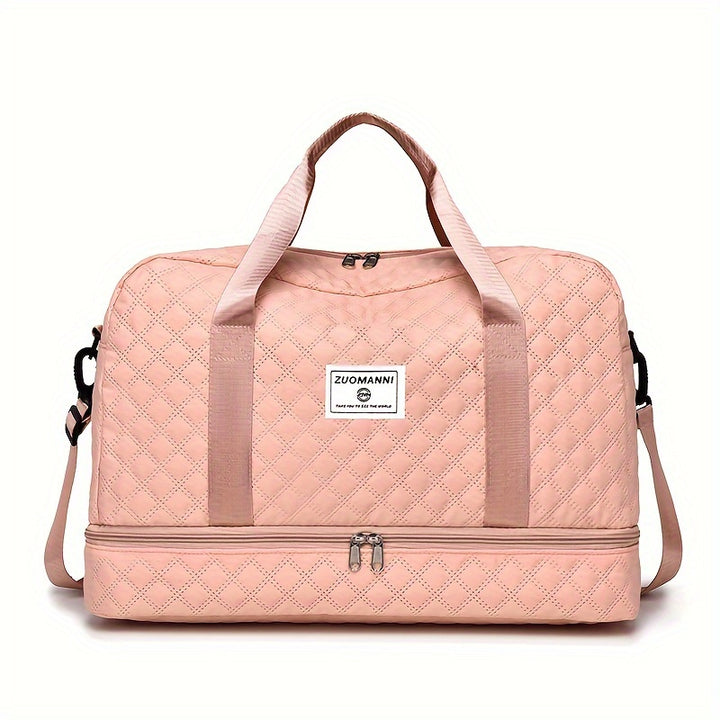 Lightweight Argyle Pattern Luggage Bag, Large Capacity Travel Duffle Bag, Portable Overnight Bag - Total Trends Fusion