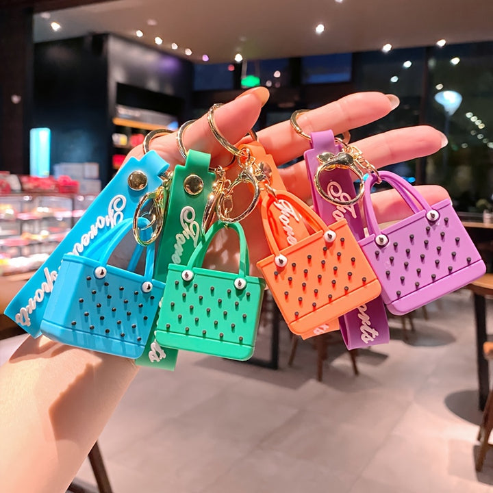 4 Pieces Beach Chic Silicone Cartoon Handbags with Personalized Accessories, PVC Cute Key Chains for Women's Shiny Keys, Fashionable Simulation Design - Total Trends Fusion