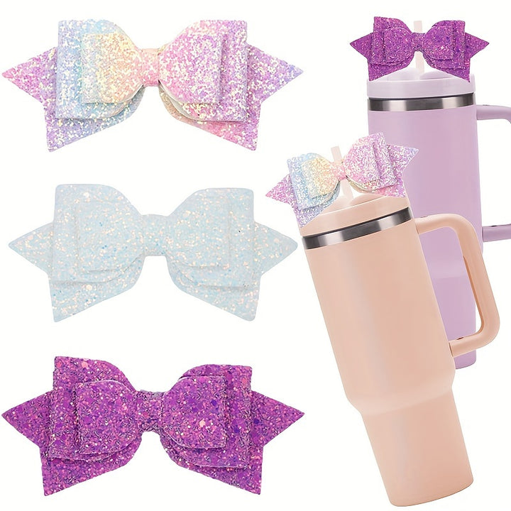 3pcs Bow Shaped For Straw Water Cup, Creative Cup Accessories, Holiday Decor, Office Decor, Wedding Decor, Party Supplies - Total Trends Fusion