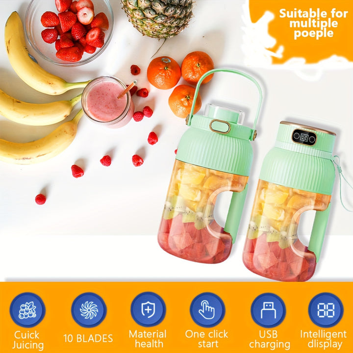 Portable Juicer Blender Cup 40.5oz/1200ml, One Cup And Two Lids (drink Lid And Juicer Lid), Super Large Capacity, Free Silicone Straw And TYPE-C Charging Cable - Total Trends Fusion