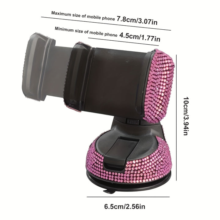 Car Phone Holder, 360 Degree Adjustable Crystal Car Dashboard Vent Mobile Phone Holder For Glass Dashboard Universal Car Phone Holder Diamond Sucker Car Suction Cup Navigation Stand - Total Trends Fusion