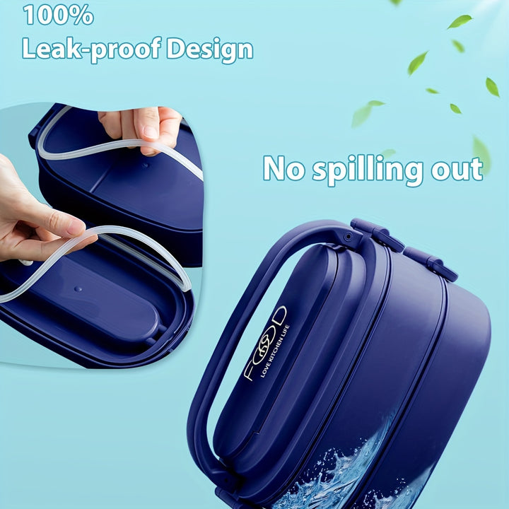 Bento Box Adults Lunch Box: Stackable Lunchbox w/Utensils, Leak-Proof Portable Lunch Container w/Divided Compartments, 1550ml Microwave Safe Lunch Box for Work, Outdoors - Total Trends Fusion
