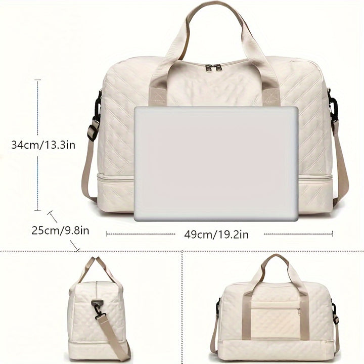 Lightweight Argyle Pattern Luggage Bag, Large Capacity Travel Duffle Bag, Portable Overnight Bag - Total Trends Fusion