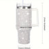 40oz Stainless Steel Glitter Tumbler - Rhinestone Decor, Flat Bottom Cup, Sparkly Gift for Women, Reusable, Hand Wash Only, Modern Design, Skinny Tumbler with Straw and Handle - Total Trends Fusion