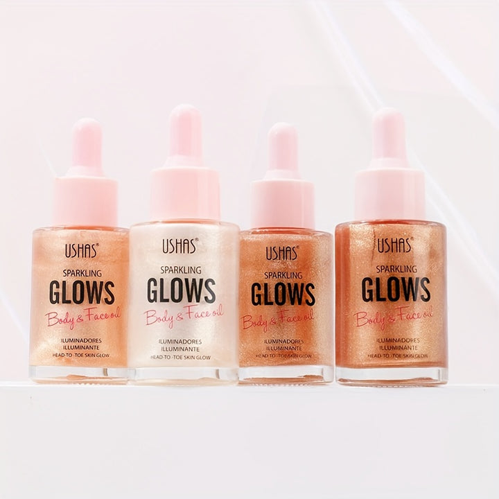 Ushas Liquid Highlighter, 4 Colors Glitter Metallic Liquid Highlighter Brightening For Face & Body For Music Festival