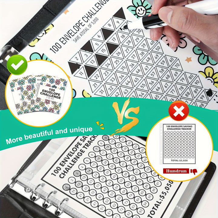[Upgraded version]1 Piece 100 Envelope Saving Challenge Binder, Budget Binder, Money Saving Challenge Book, Notebook, Money Organizer, Budget Planner Book for Budgeting, New Year gift - Total Trends Fusion