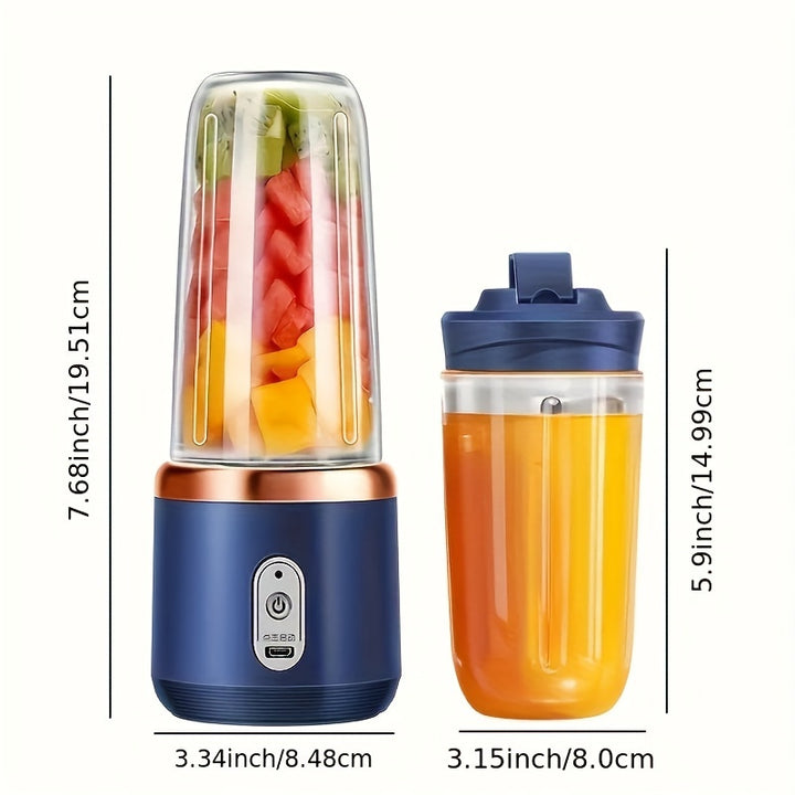 A set of 13.4OZ dual cup portable small rechargeable juice cups for home customization and multifunctional juice cups - Total Trends Fusion
