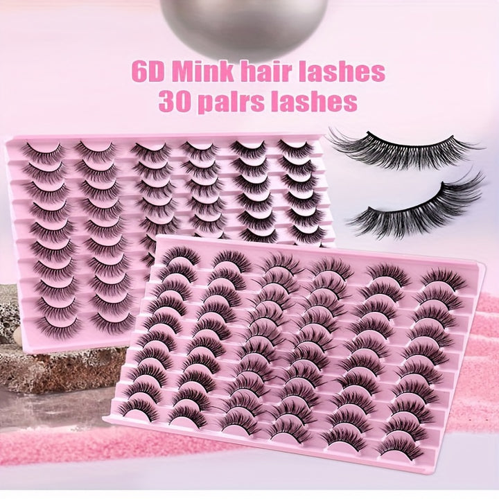 30 Pairs of Luxurious Wispy Lashes - Natural 3D/4D Volume, Fluffy, Soft, Lightweight, Reusable, Easy to Apply Fake Eyelashes Pack for Makeup - Synthetic, 8mm-14mm Length, Versatile 3 Styles