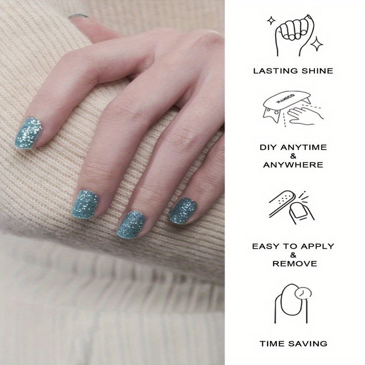Semi Cured Gel Nail Strips, 20 Pcs Gel Nail Stikers, Gel Nail Wraps Semi Cured, Salon-Quality, 2 Weeks Long Lasting - Total Trends Fusion